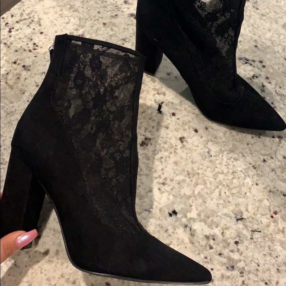 Lace black booties